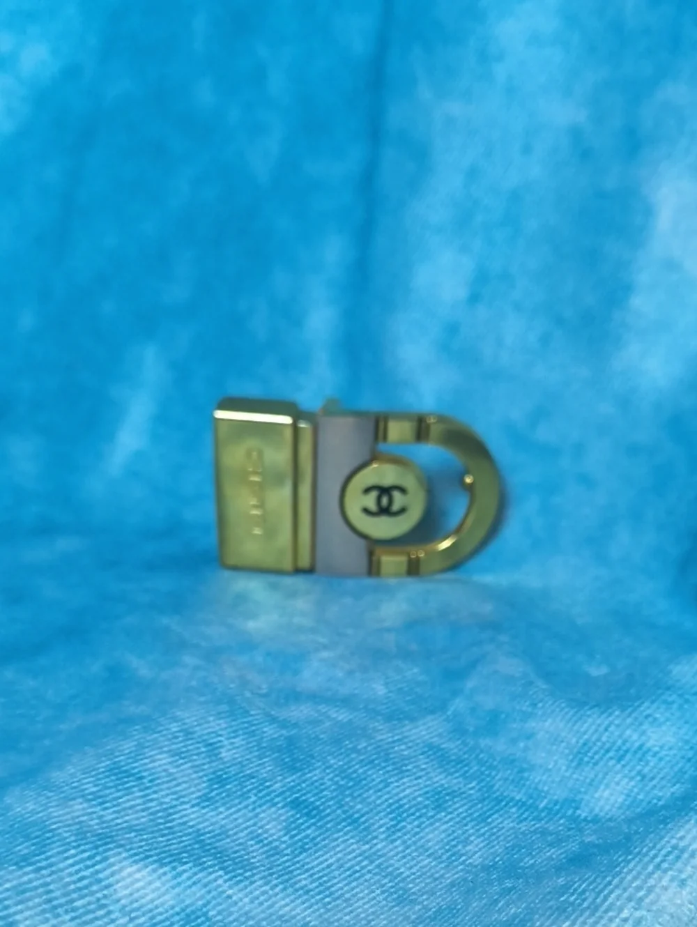 CHANEL Vintage Gold Gray Tone CC Logo Belt Buckle Accessory